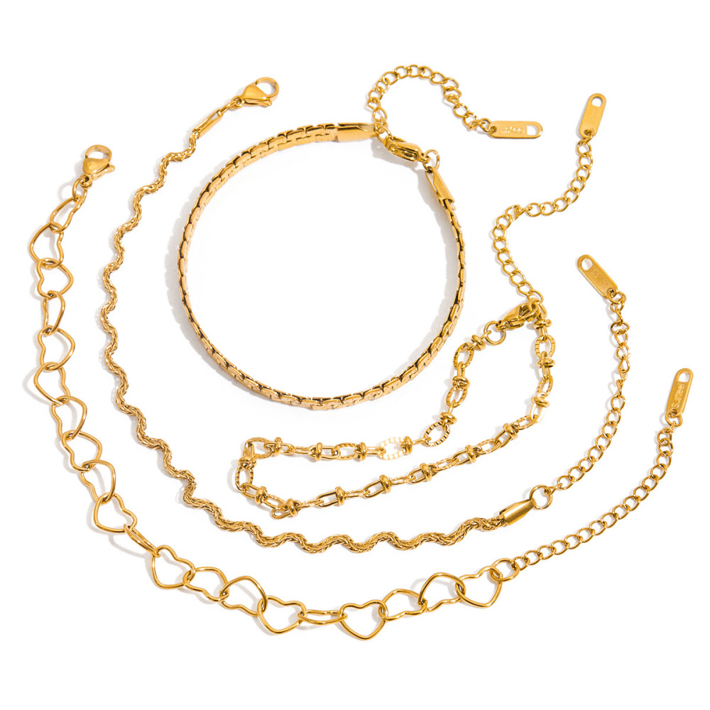 Bracelet Chaîne Classique Torsadé Pour Femme, En Acier Inoxydable Étanche, Couleur Or (1 Pièce). Image7