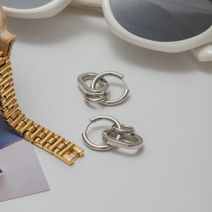 Boucles D'Oreilles Pendantes Rondes Et Élégantes Pour Femme, En Acier Inoxydable Étanche, Couleur Or (1 Paire). h5 Image8