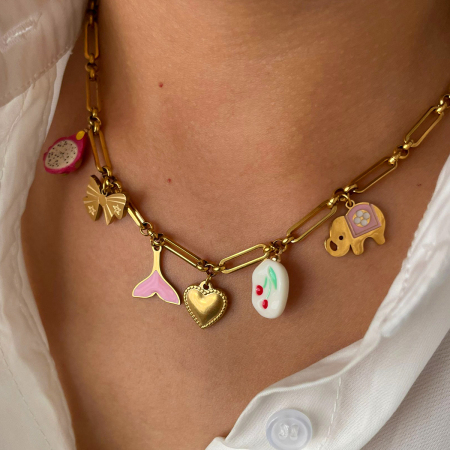 Collier pendentif étanche en acier inoxydable couleur or (1 pièce) 2
