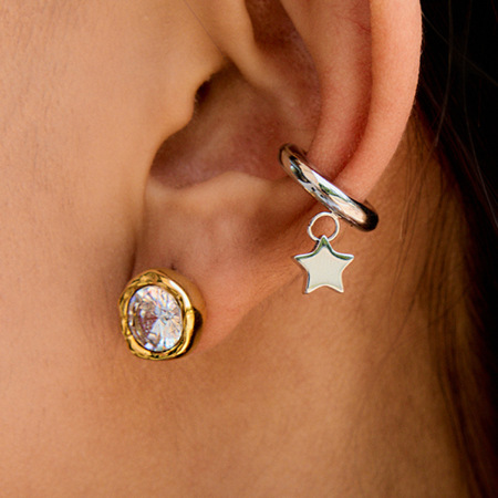 Boucles d'oreilles puces pour femme, collection classique, géométriques, en acier inoxydable, étanches, couleur or (1 paire).