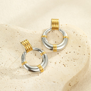 Boucles D'Oreilles Puces Pour Femmes, Luxueuses, Rétro, Géométriques, En Acier Inoxydable Étanche. h5 Image4
