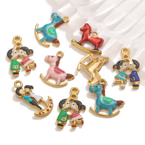 Pendentif Femme Étanche En Acier Inoxydable, Motif Cheval À Bascule (1 Pièce) h5 Image3