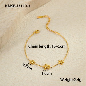 Bracelet Chaîne Femme Simple Series Sweet Flower En Acier Inoxydable Étanche Couleur Or (1 Pièce) h5 