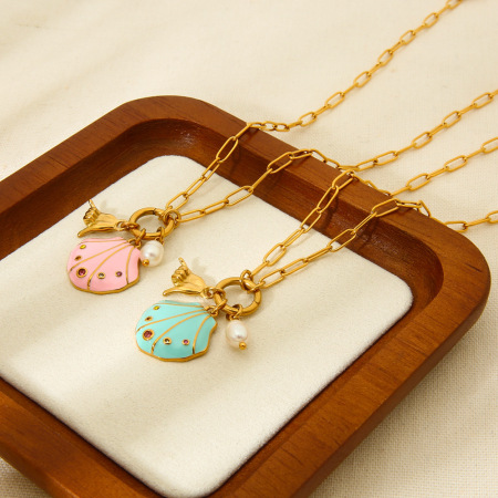 1 paire de colliers pour femmes, collection romantique, motif tortue, en acier inoxydable étanche
