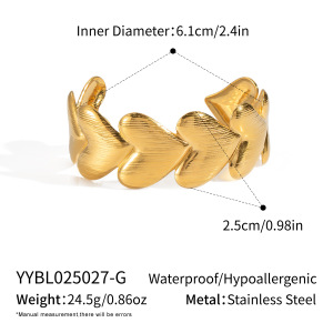 Bracelet Manchette En Acier Inoxydable Doré, Étanche, En Forme De Cœur (1 Pièce) h5 