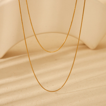 Collier Pour Femme Simple Et Polyvalent, Double Couche, En Acier Inoxydable Étanche 2