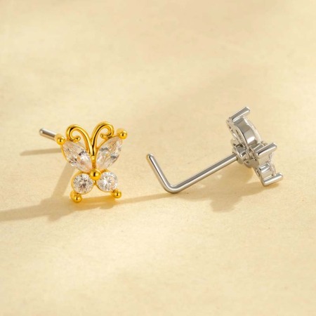 1 Pièce De Piercing De Nez En Zircon Couleur Cuivre Doré 2