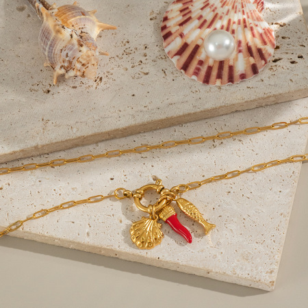 Collier pendentif Chill Charm en acier inoxydable étanche couleur or (1 pièce) 2