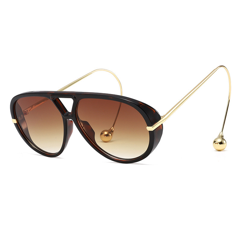 1 Paire De Lunettes De Soleil Simples Pour Femmes, Style Punk, Couleur Unie, En Métal Image3
