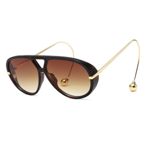 1 Paire De Lunettes De Soleil Simples Pour Femmes, Style Punk, Couleur Unie, En Métal h5 Image3