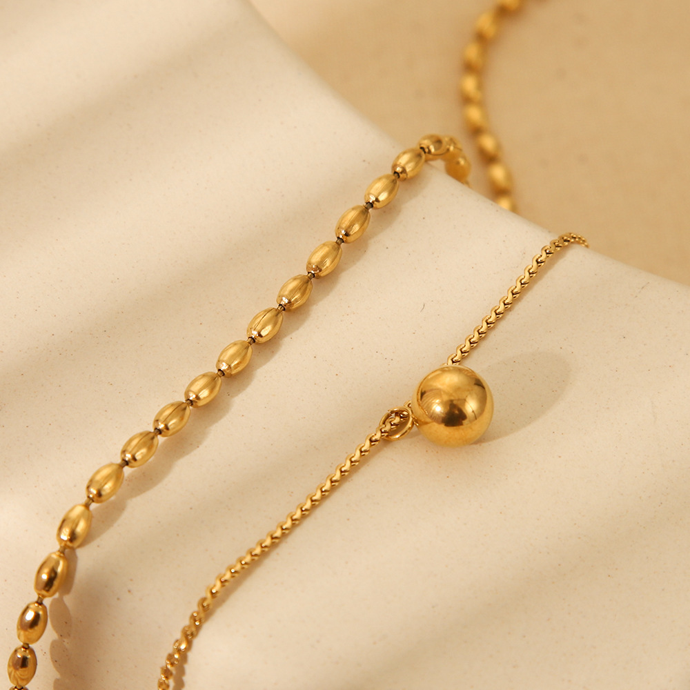 1 Paire De Colliers Superposés Géométriques Simples Pour Femme, En Acier Inoxydable Étanche, À Porter Au Quotidien h5Image4