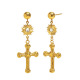 Boucles d'oreilles pendantes croix - Or 