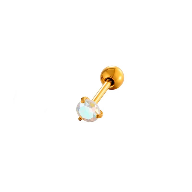 Boucles D'Oreilles Piercing Femme En Acier Inoxydable Transparent Brillant En Forme De Cœur, Ornées De Zircon Et Étanches (1 Pièce).