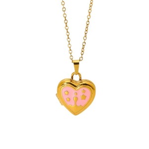 Colliers Pendentifs Pour Femmes En Acier Inoxydable Doré, Motif Cœur h5 Image5