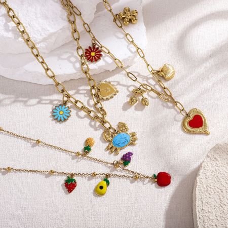 Collier pendentif cœur étanche en acier inoxydable pour femme (1 pièce)