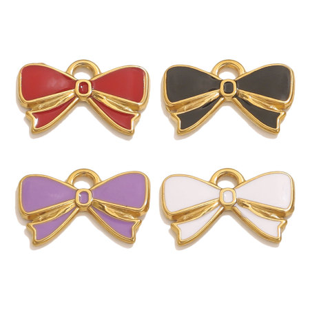 Pendentif femme étanche en acier inoxydable avec nœud papillon (1 pièce) 2