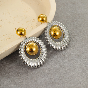 Boucles D'Oreilles Pendantes Élégantes Et Géométriques En Acier Inoxydable Imperméable Pour Femmes, Collection Luxueuse. h5 Image4