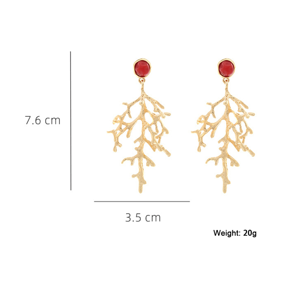 1 Paire De Boucles D'Oreilles Pendantes En Alliage De Corail 