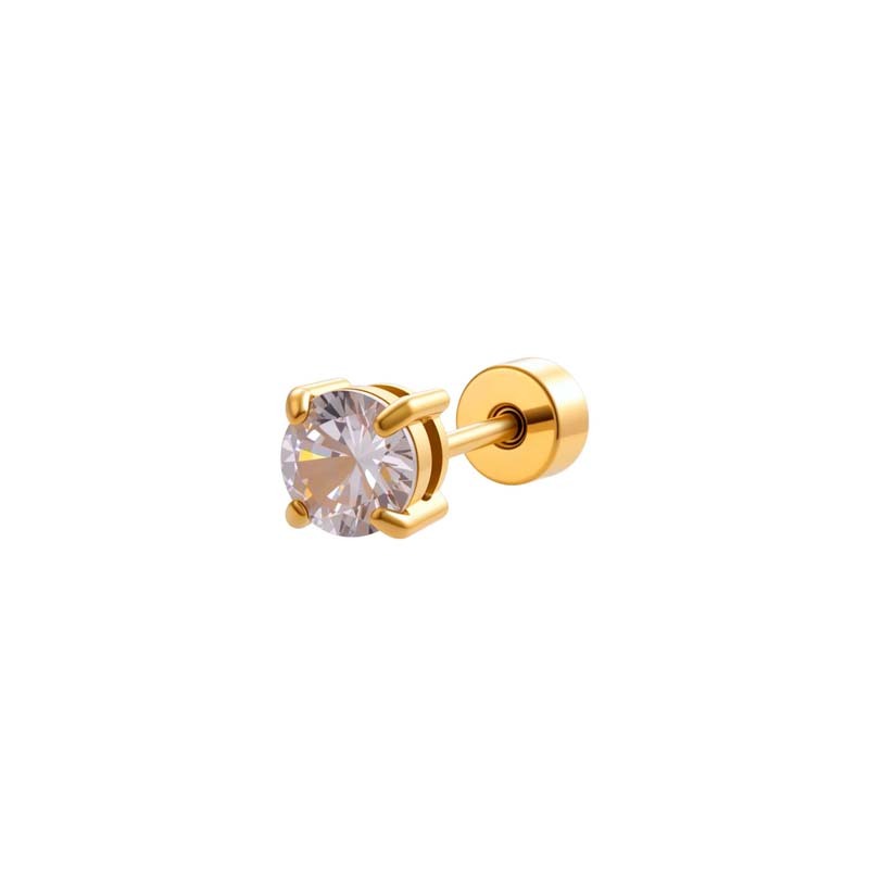 Boucles D'Oreilles Annulaires Pour Femmes, En Acier Inoxydable Étanche, Couleur Or, Avec Zircon (1 Pièce). h5Image6