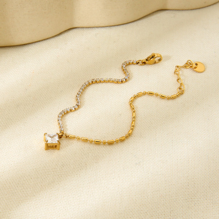 Bracelets à maillons pour femmes, style géométrique quotidien, en acier inoxydable, étanches, de la collection Simple Series 2