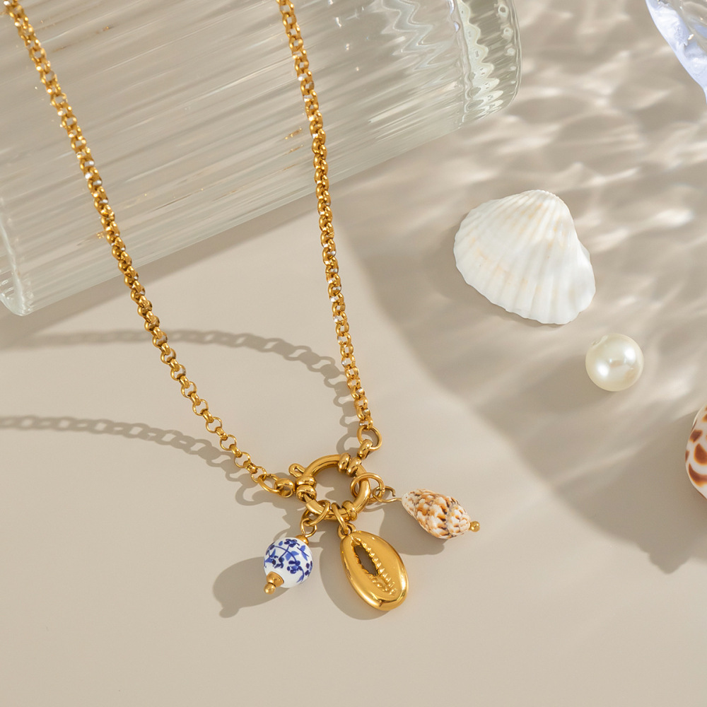 Collier Pendentif En Acier Inoxydable Doré, Étanche, Avec Breloque Coquillage Image4