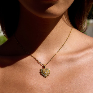 Collier Pendentif Élégant En Forme De Cœur, En Acier Inoxydable Étanche, Couleur Or, Pour Femme (1 Pièce) h5 Image6
