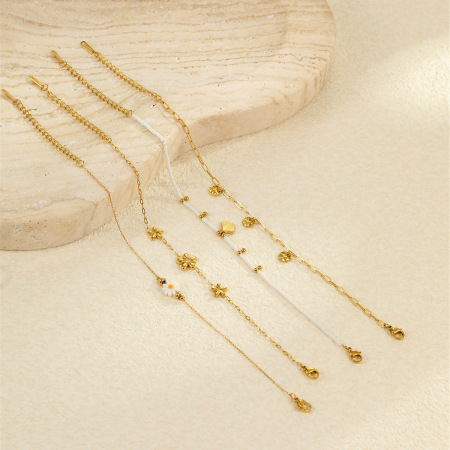 Bracelet chaîne femme Simple Series Sweet Flower en acier inoxydable étanche couleur or (1 pièce) 2