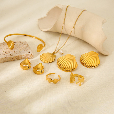 Ensembles de bijoux romantiques en acier inoxydable imperméable couleur or, inspirés des tortues de vacances