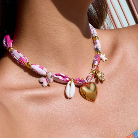 Collier pendentif femme style tropical en acier inoxydable étanche couleur or (1 pièce) 2