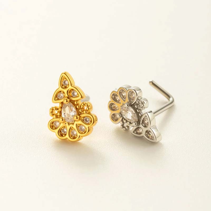 1 Pièce De Piercing De Nez En Zircon Couleur Cuivre Doré Image3