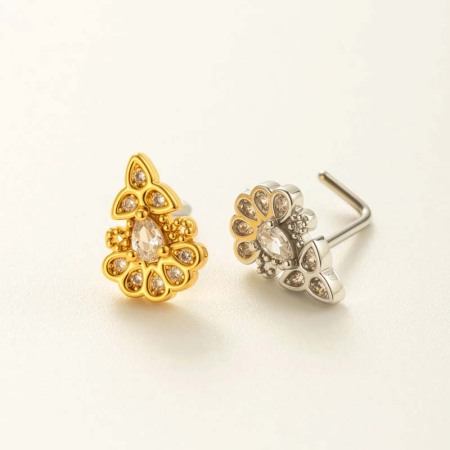 1 pièce de piercing de nez en zircon couleur cuivre doré 2