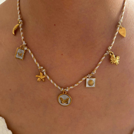 Collier pendentif papillon en acier inoxydable étanche couleur or (1 pièce)