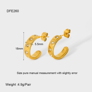 1 Paire De Boucles D'Oreilles Créoles Pour Femme, En Acier Inoxydable Imperméable, Ornées De Zircon Et De La Série Rétro Classique Star h5