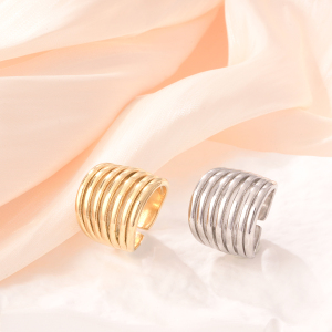 Bague Daily Strip Simple Series En Acier Inoxydable Étanche Couleur Or (1 Pièce) h5 Image5