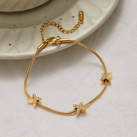 Bracelet chaîne femme en acier inoxydable doré, étanche, orné d'une étoile (1 pièce) 2
