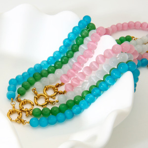 Colliers De Perles Géométriques En Verre Doré Pour Femmes, Série Simple Daily h5 Image3