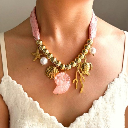 Collier pendentif Oceanic en acier inoxydable étanche couleur or (1 pièce)