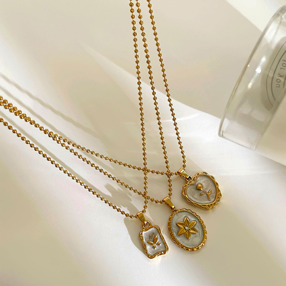 Collier Pendentif En Acier Inoxydable Doré, Étanche, En Forme De Cœur Émaillé Image5