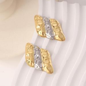 Boucles D'Oreilles Puces Pour Femme, Style Géométrique Décontracté, En Acier Inoxydable, Couleur Or, Étanches, Collection Simple. h5 Image5