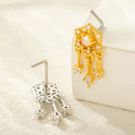 1 pièce de piercing de nez délicat en cuivre doré et zircon pour femme 2
