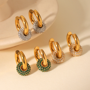 Boucles D'Oreilles Pendantes Pour Femmes, Style Géométrique Simple, En Acier Inoxydable Étanche Avec Zircon. h5 Image5
