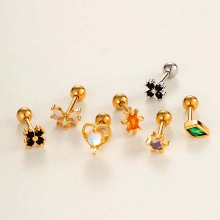 Boucles d'oreilles piercing en forme de cœur pour femme, couleur cuivre et or, zircone