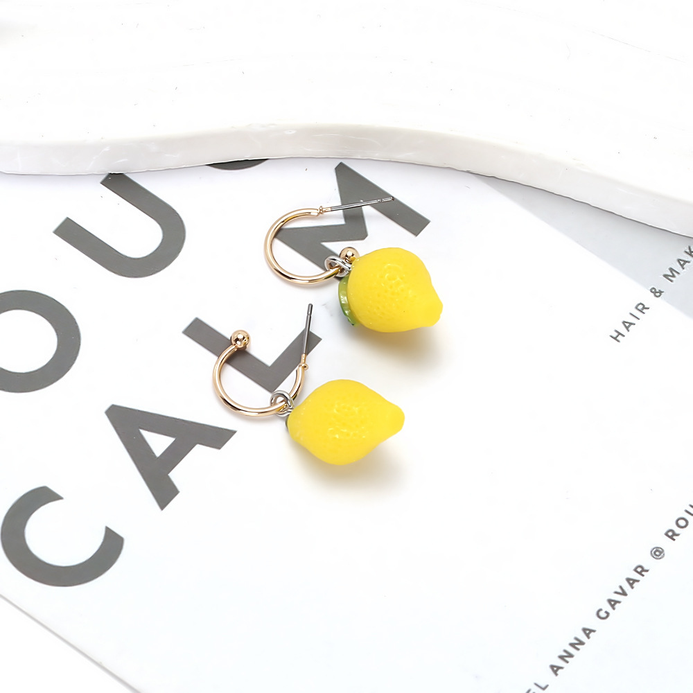 1 Paire De Jolies Boucles D'Oreilles Pendantes En Résine En Forme De Citron Image3