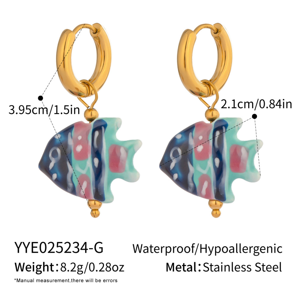 1 Paire De Boucles D'Oreilles Pendantes En Forme De Poisson Mignon