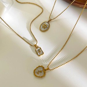 Collier Pendentif En Acier Inoxydable Doré, Étanche, En Forme De Cœur Émaillé h5 Image4
