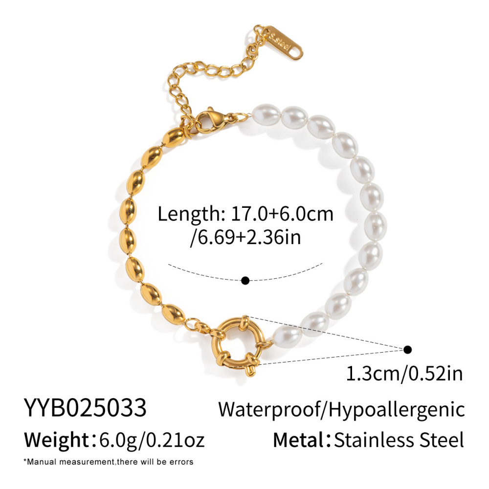 Bracelet Élégant En Acier Inoxydable Étanche Avec Perles (1 Pièce) 