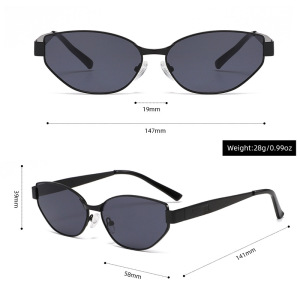 1 Paire De Lunettes De Soleil Simples En Métal De Couleur Unie Pour Femmes h5 Image4