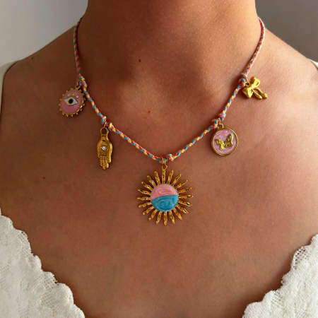 Collier pendentif tournesol en acier inoxydable étanche couleur or