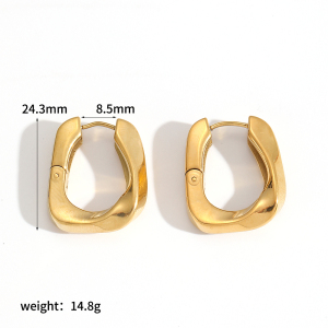 1 Paire De Boucles D'Oreilles Créoles En Acier Inoxydable Étanche Couleur Or h5 
