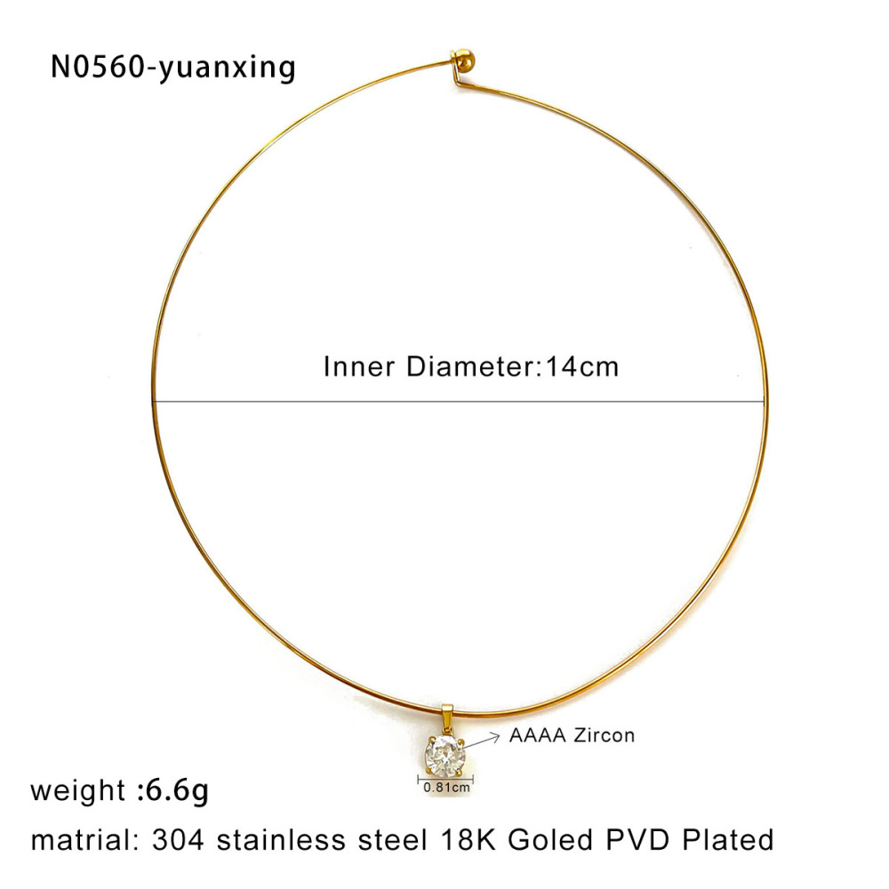 Collier Pendentif Simple En Acier Inoxydable Étanche Couleur Or (1 Pièce)